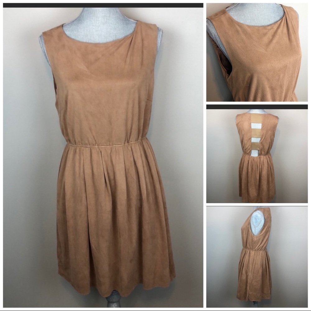 RU Cowgirl Soft Tan Faux Suede Dress Size Small Western Rodeo Southwestern Ranch